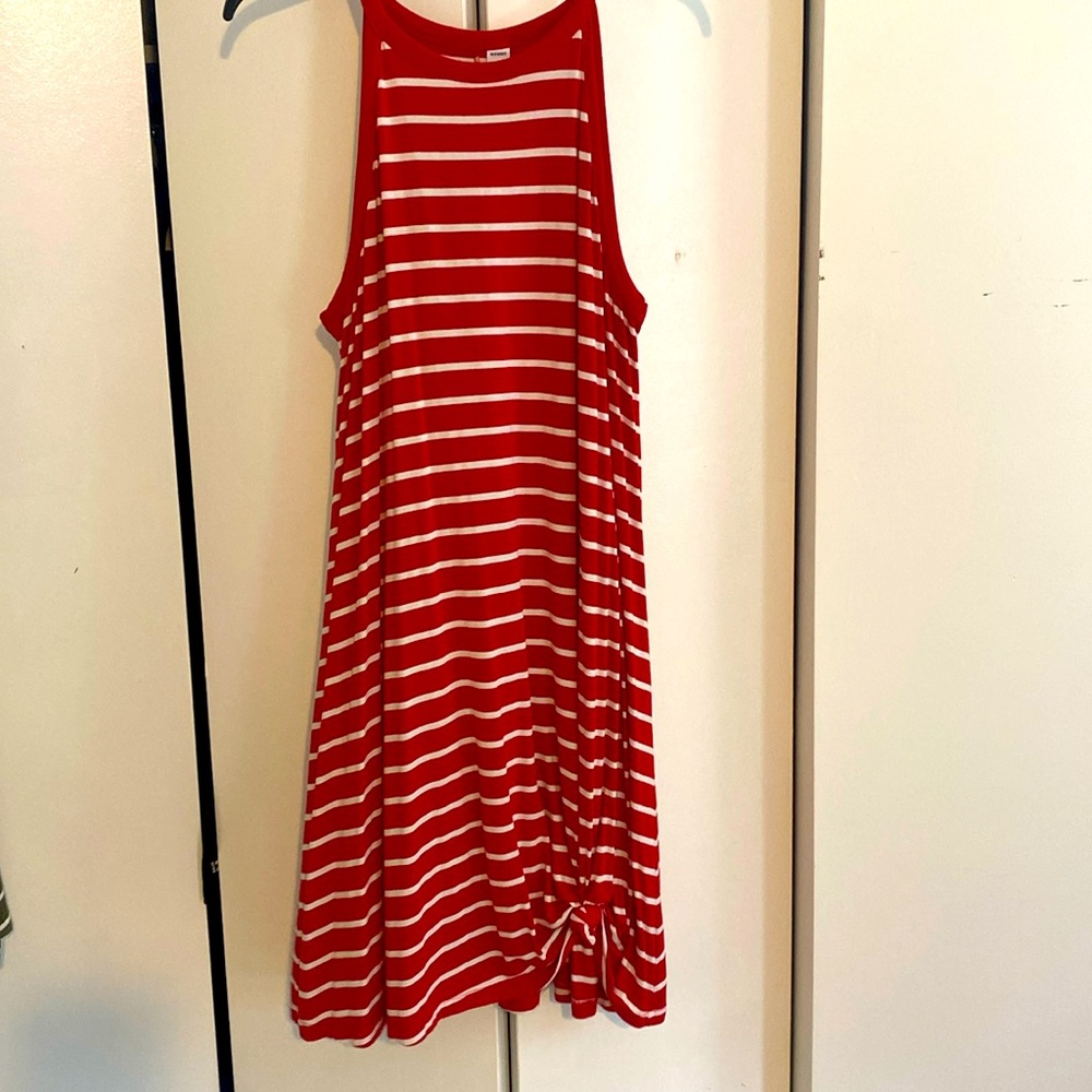 Old Navy Red and White Striped Swing Dress
